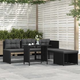 4 Piece Patio Lounge Set Poly Rattan Black