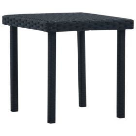 Patio Tea Table Black 15.7"x15.7"x15.7" Poly Rattan