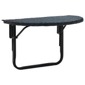 Balcony Table 23.6"x23.6"x12.5" Black Poly Rattan