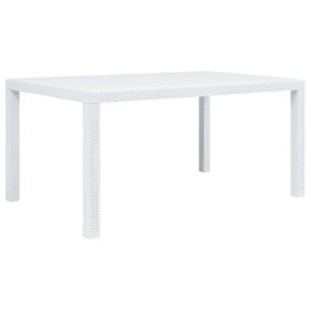 Patio Table White 59"x35.4"x28.3" Plastic Rattan Look