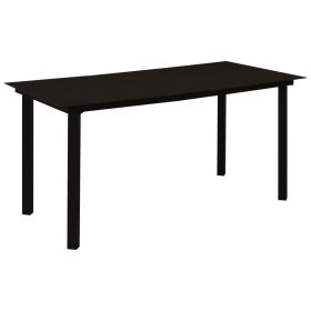 Patio Dining Table Black 59.1"x31.5"x29.1" Steel and Glass