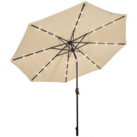 10 Feet Outdoor Patio Umbrella with Bright Solar LED Lights (Color: Beige) 10 Feet Outdoor Patio Umbrella with Bright Solar LED Lights (Color: Beige)